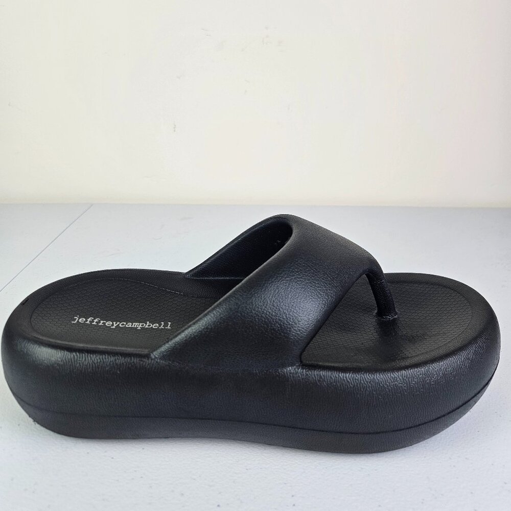 Jeffrey Campbell Chillaxin Women's Black Platform Thong Flip Flop Sandals Sz 10
